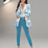 Elegantes Damen Zweiteiler-Anzugset | Print-Blazer & High-Waist-Hose